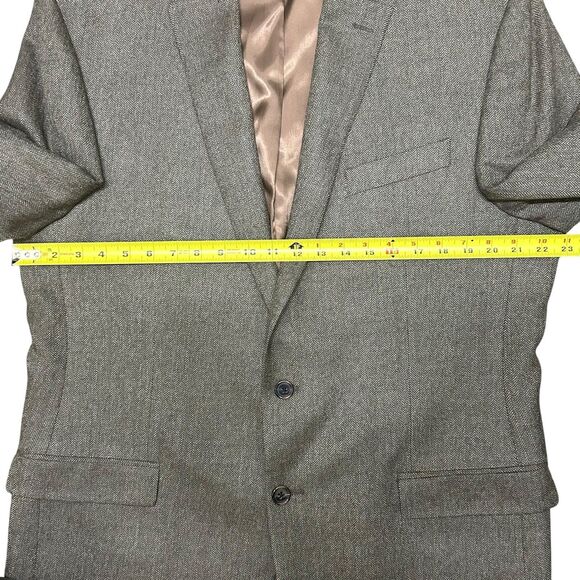 Lauren Ralph Lauren Men’s Wool Blazer Size 44L Elbow Patches Green Herringbone - Picture 8 of 15